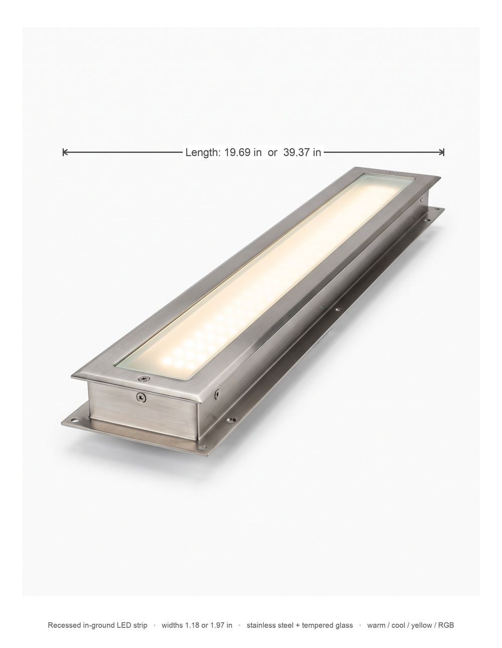 Rill in-ground LED strip light dimensions diagram