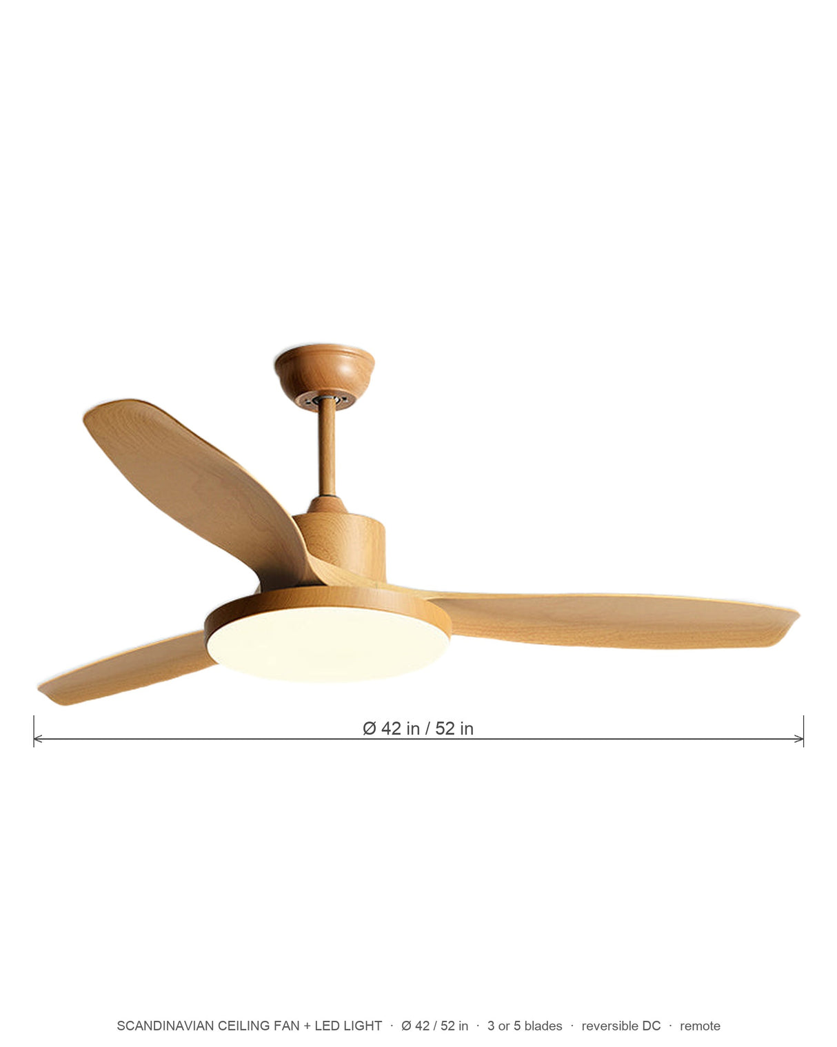 Elm Scandinavian ceiling fan dimensions diagram