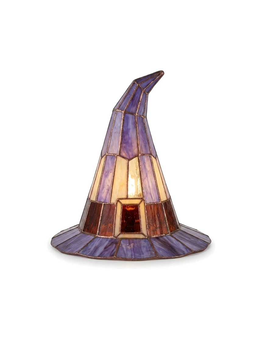 Stained Glass Witch Hat Lamp — studio white