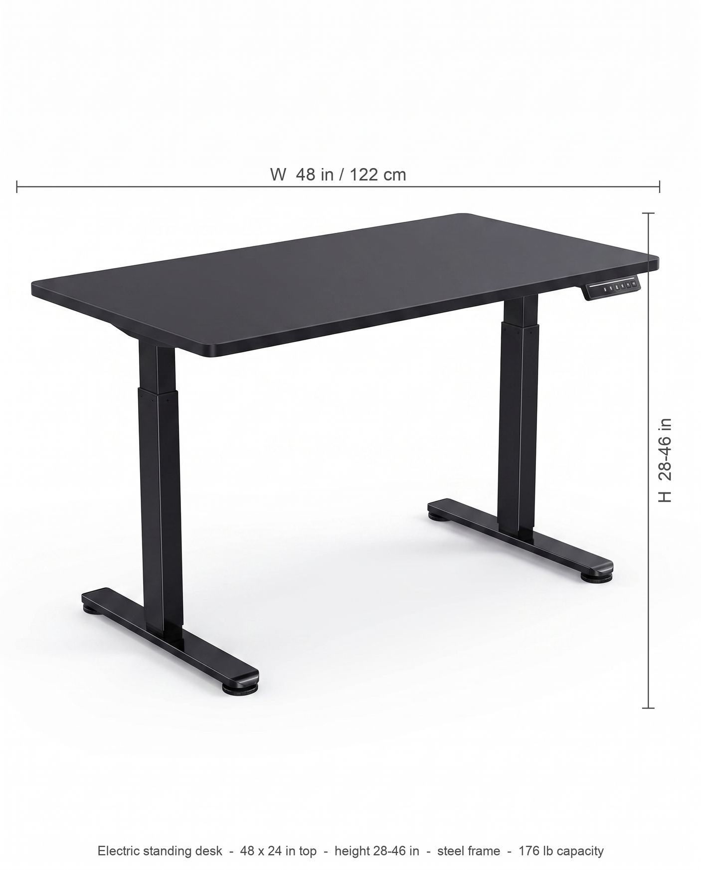 Altura standing desk dimensions diagram