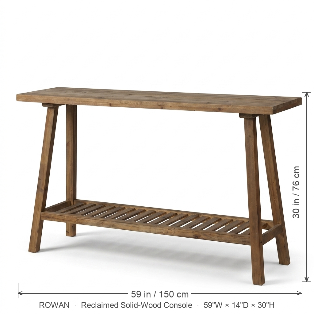 Rowan console dimensions 59 in wide by 30 in high