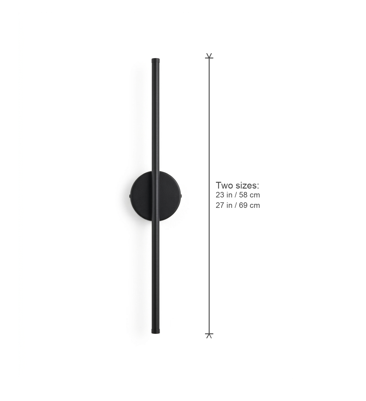 Tarn dimensions diagram two sizes 23 in / 58 cm and 27 in / 69 cm tall