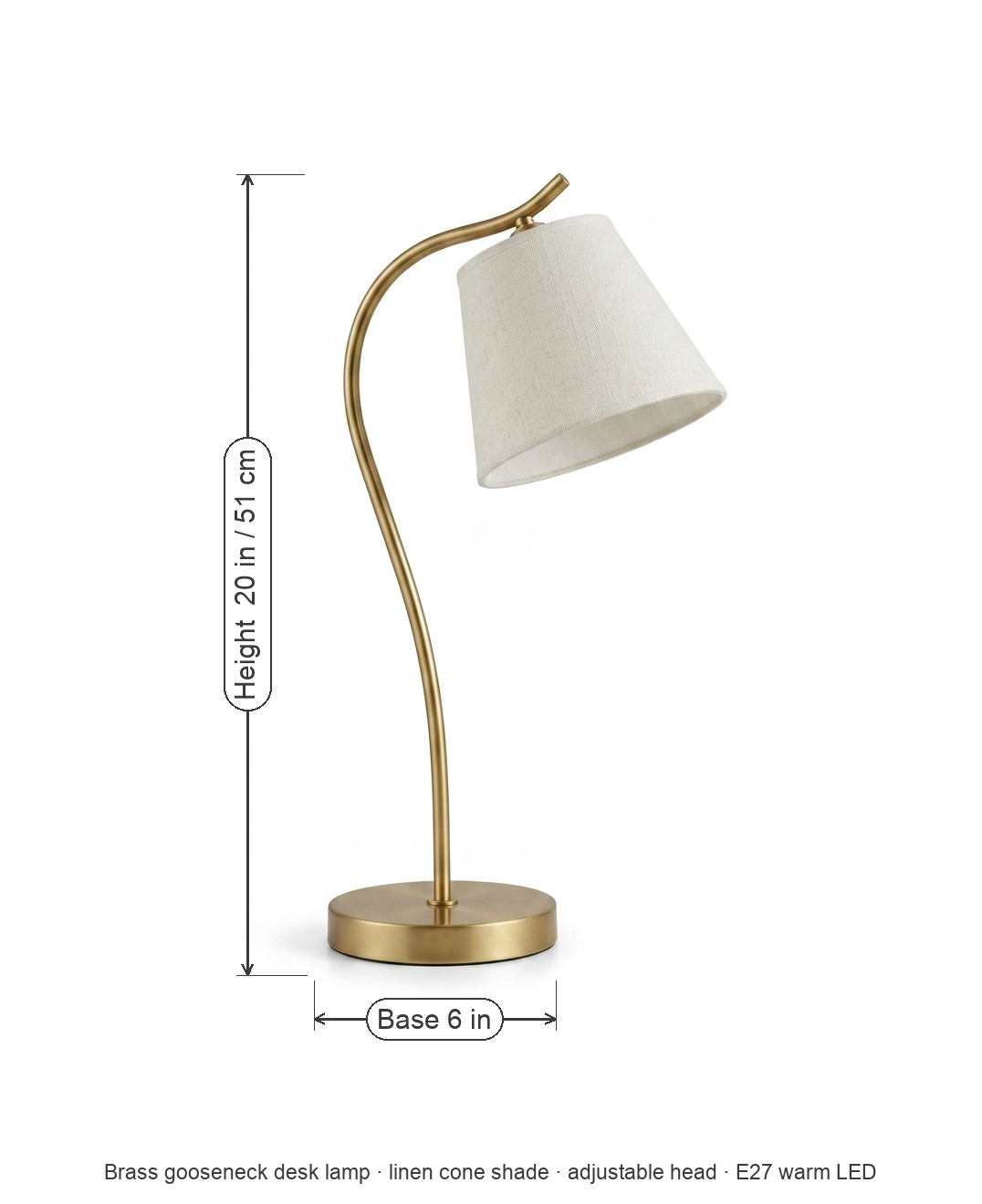 Elio desk lamp dimensions diagram