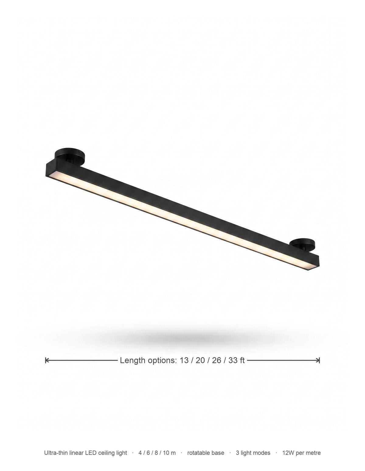 Skyline linear LED ceiling light dimensions diagram