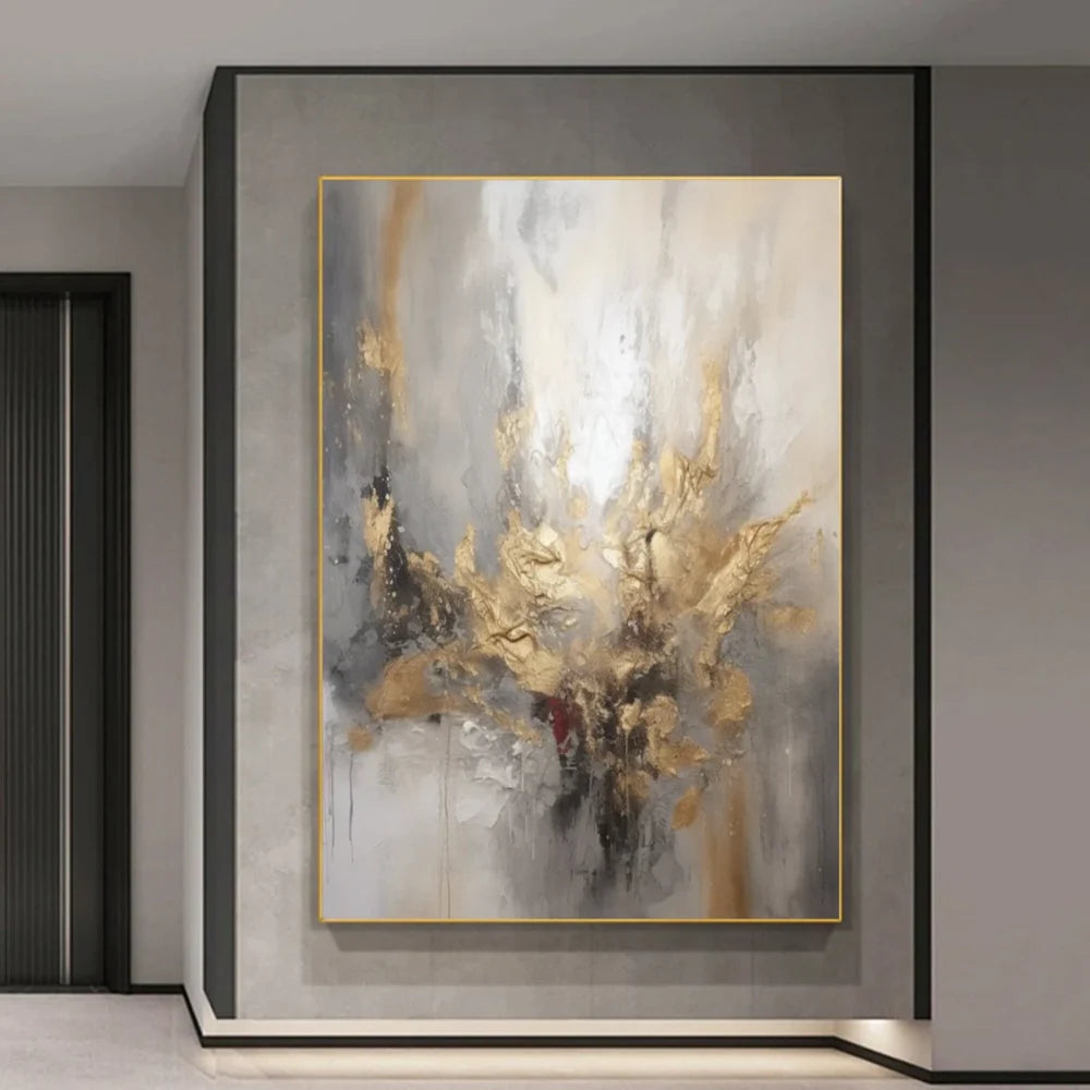 Abstraktes Wandbild mit Struktur, handgemalt auf Leinwand