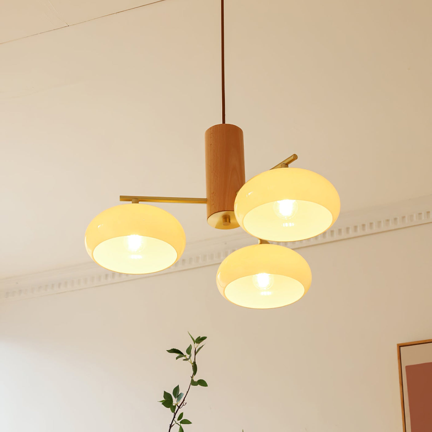 Kronleuchter, oval mit organischer Kaki-Form