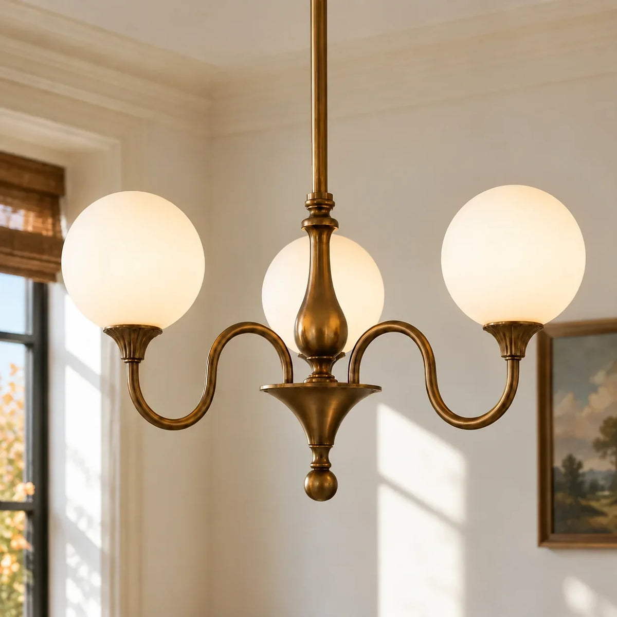 Evelyne opal glass globe chandelier