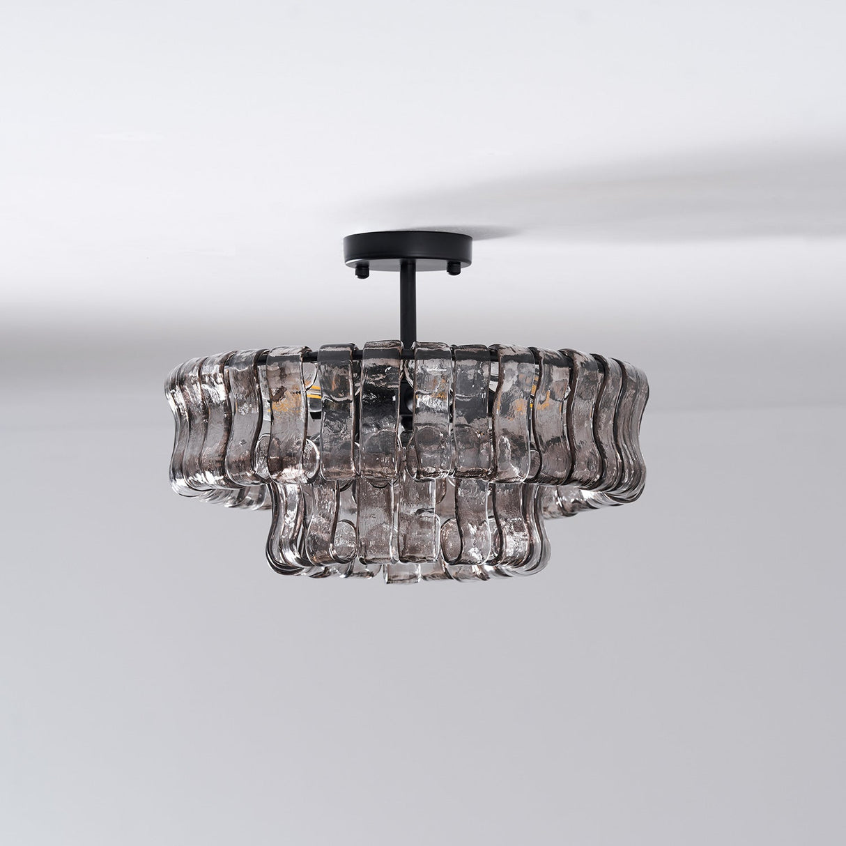 Ghiaccio tiered art-glass semi-flush ceiling light — supplier photo