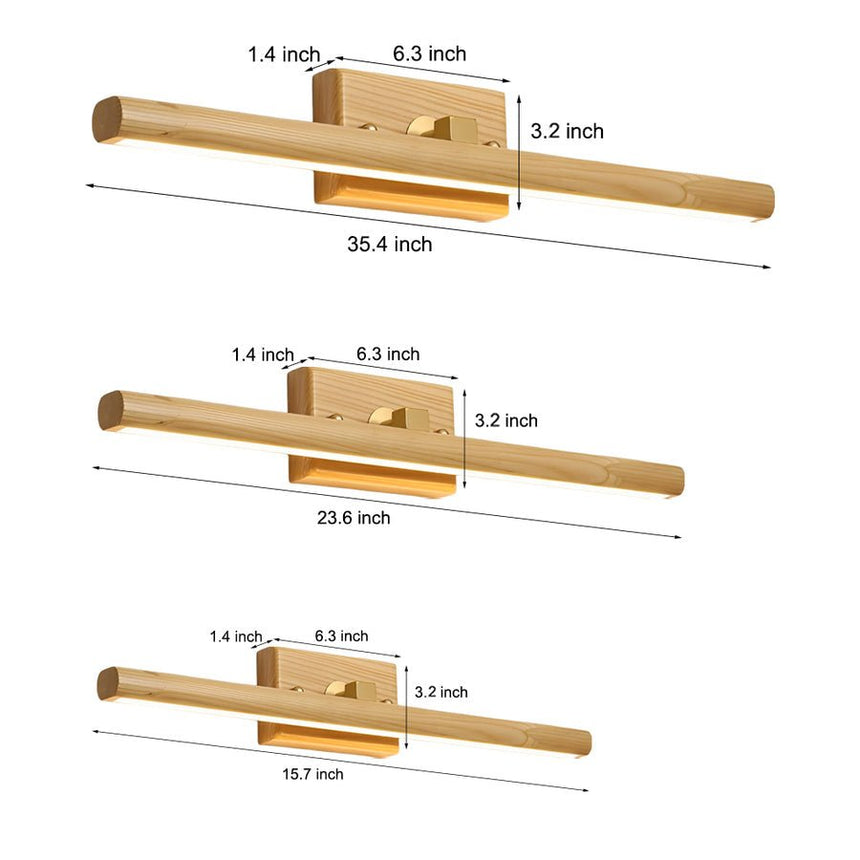 LED-Spiegelleuchte aus Holz, schwenkbar und dimmbar