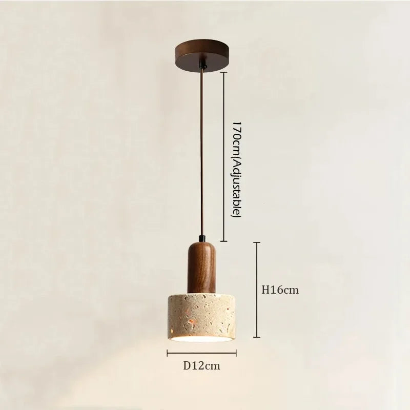 Pendelleuchte aus Travertin im Wabi-Sabi-Stil