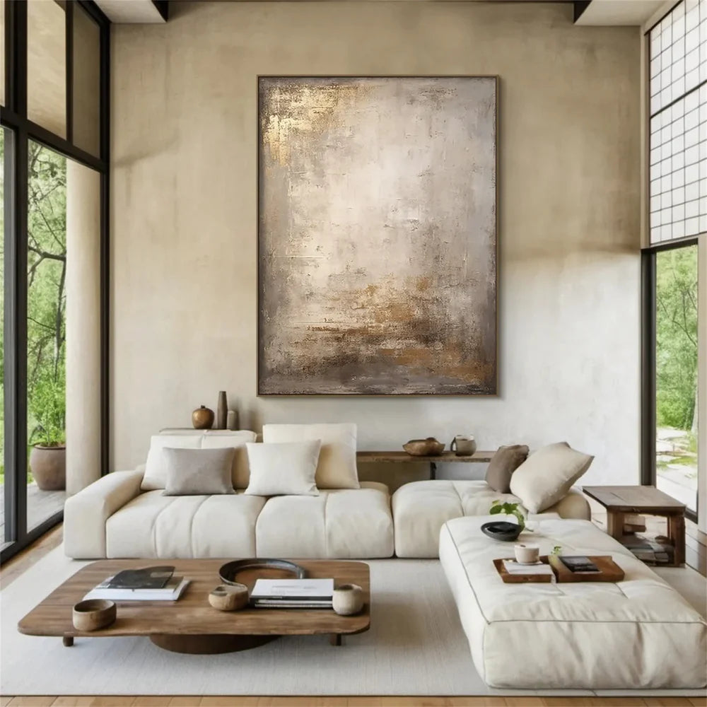 Wabi-Sabi Wandbild auf Leinwand, handgemalt
