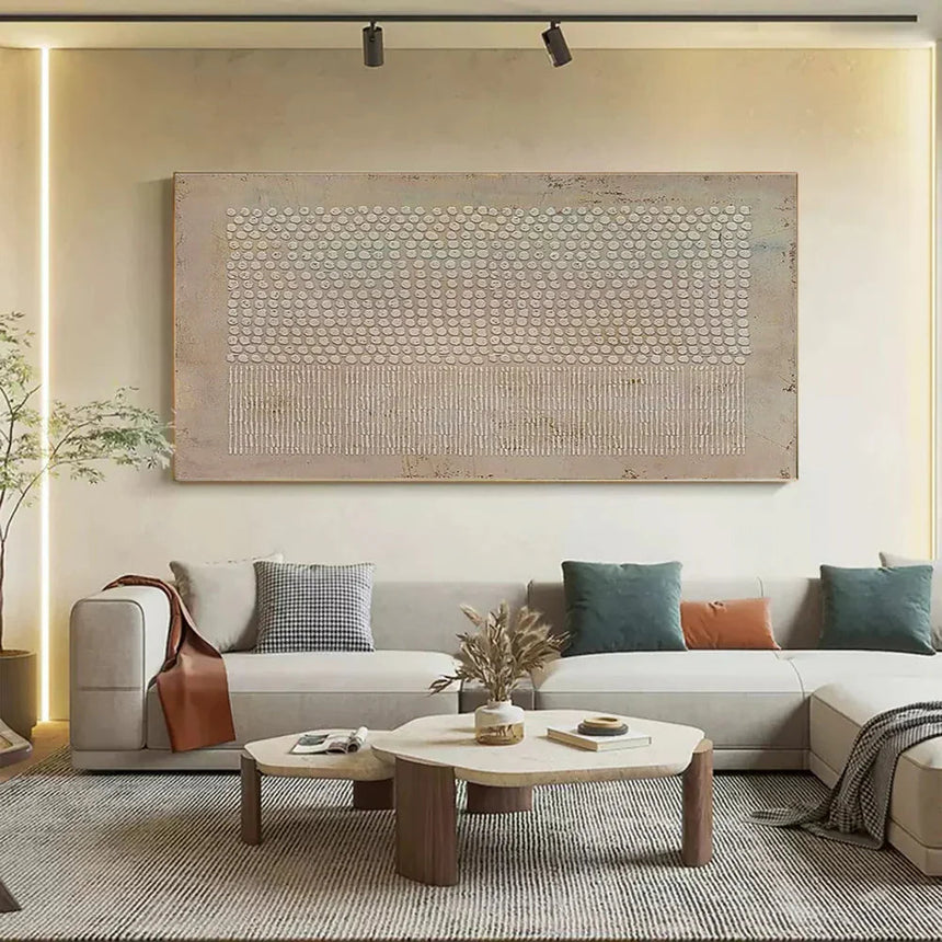 Wabi sabi wall decor canvas in modern entryway