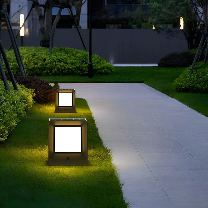 Modern Square Solar LED Outdoor Post Light