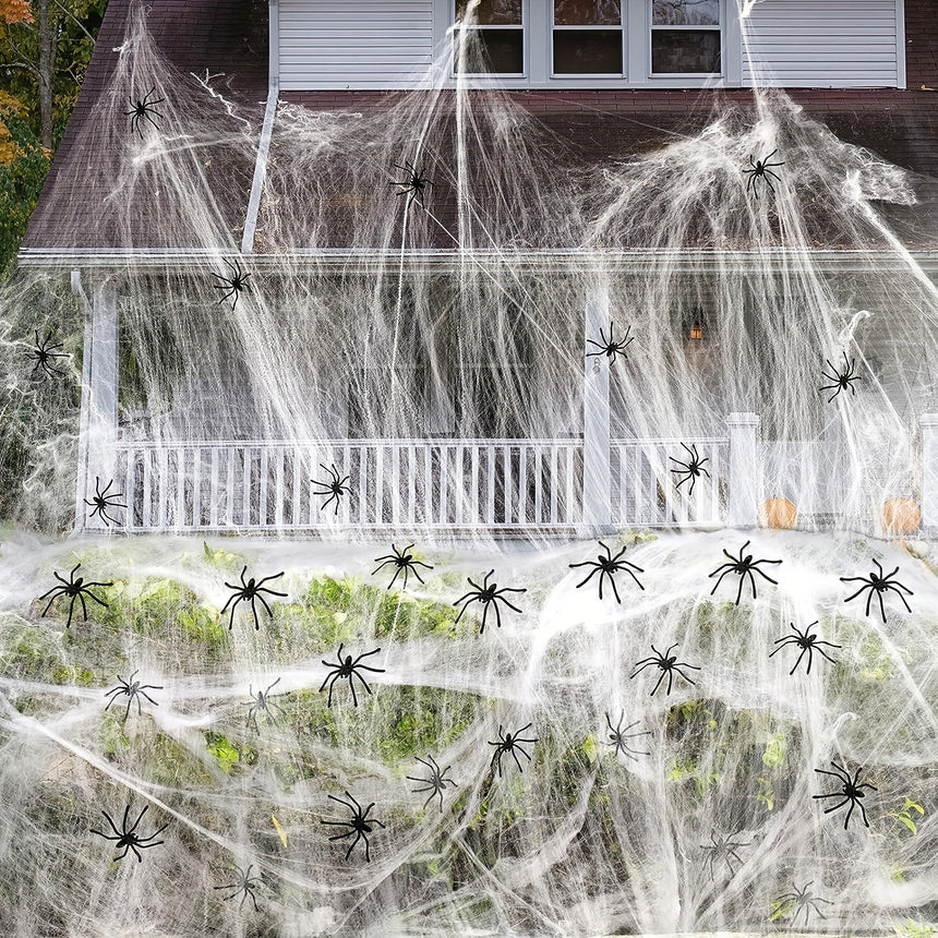Real 1500 sqft Halloween cobweb with 50 spiders product photo