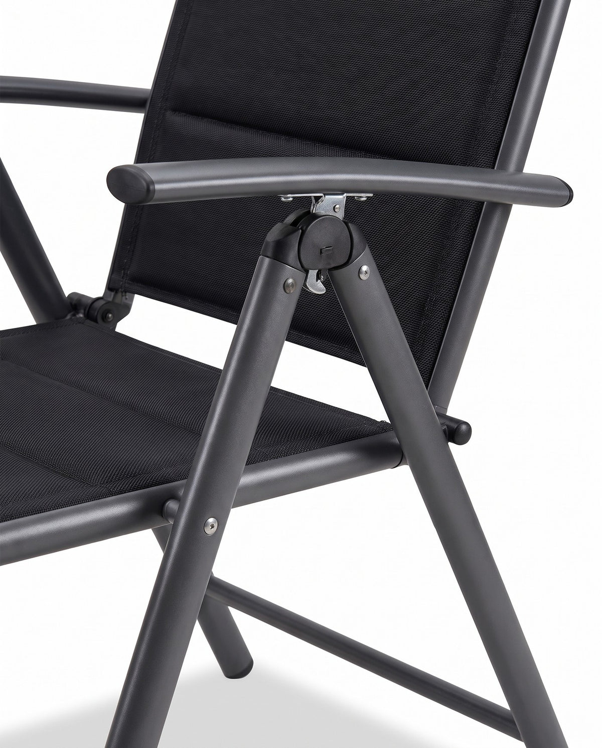 Tavola adjustable recline mechanism and folding armrest — close-up on white