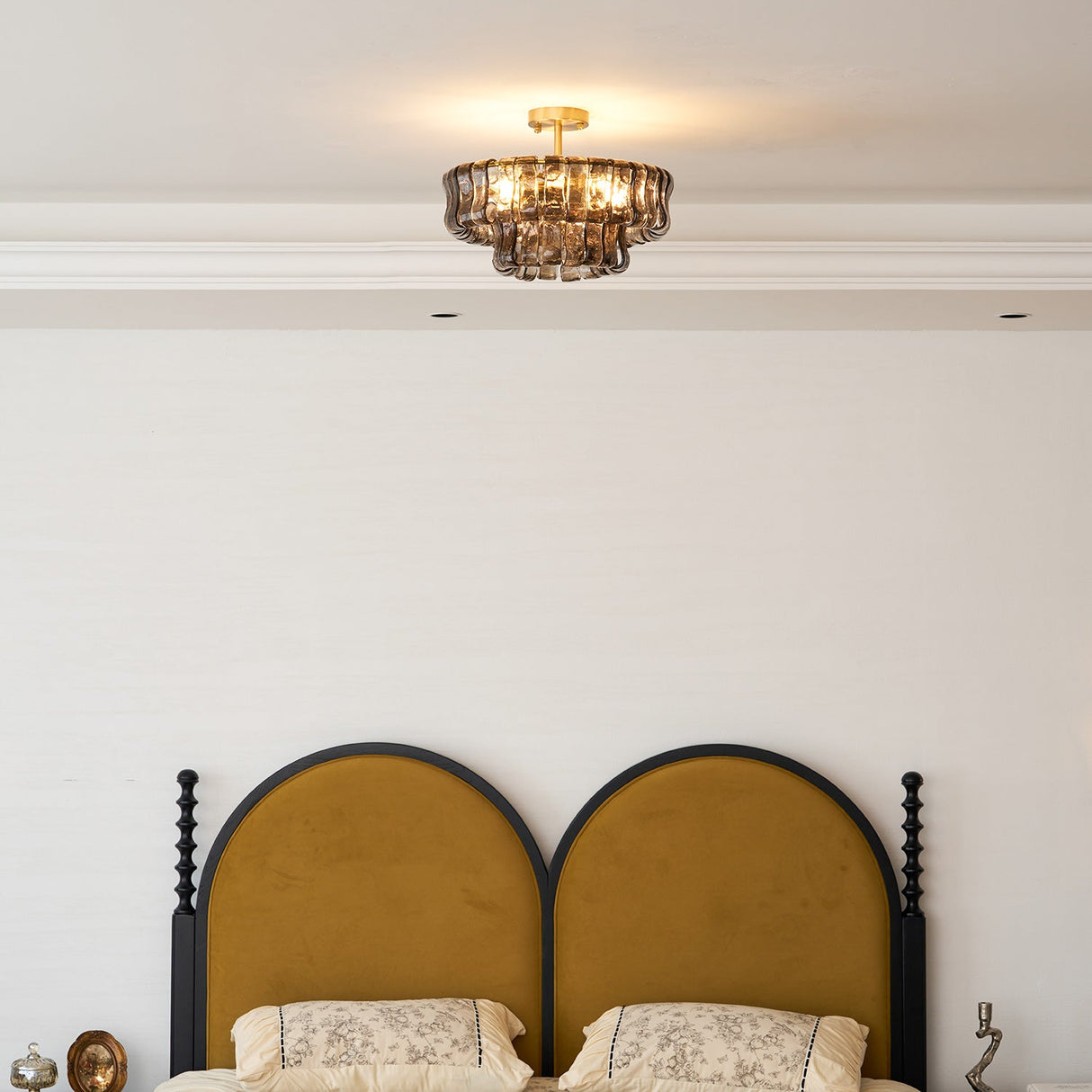 Ghiaccio tiered art-glass semi-flush ceiling light — supplier photo