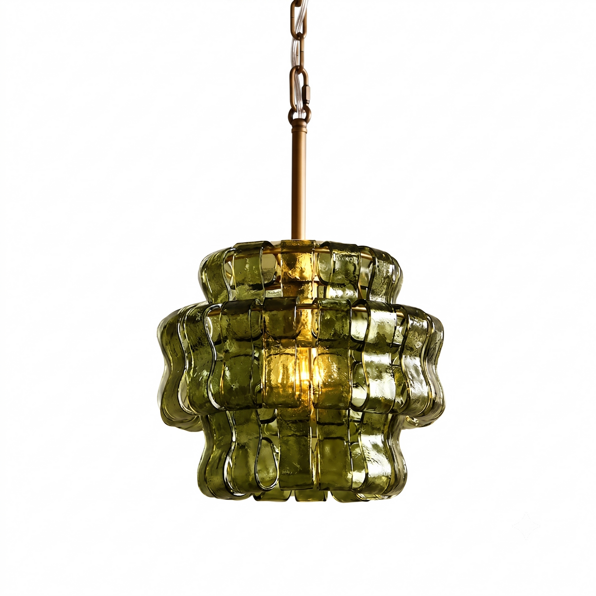 Nirsa wave-glass pendant in green and gold