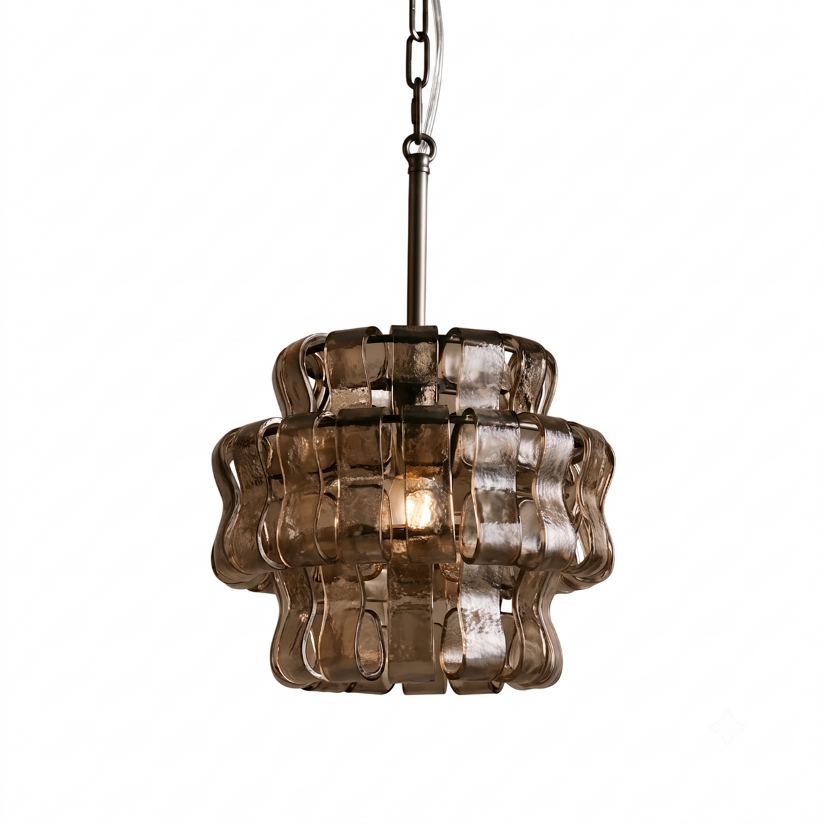 Nirsa wave-glass pendant in smoke gray and black
