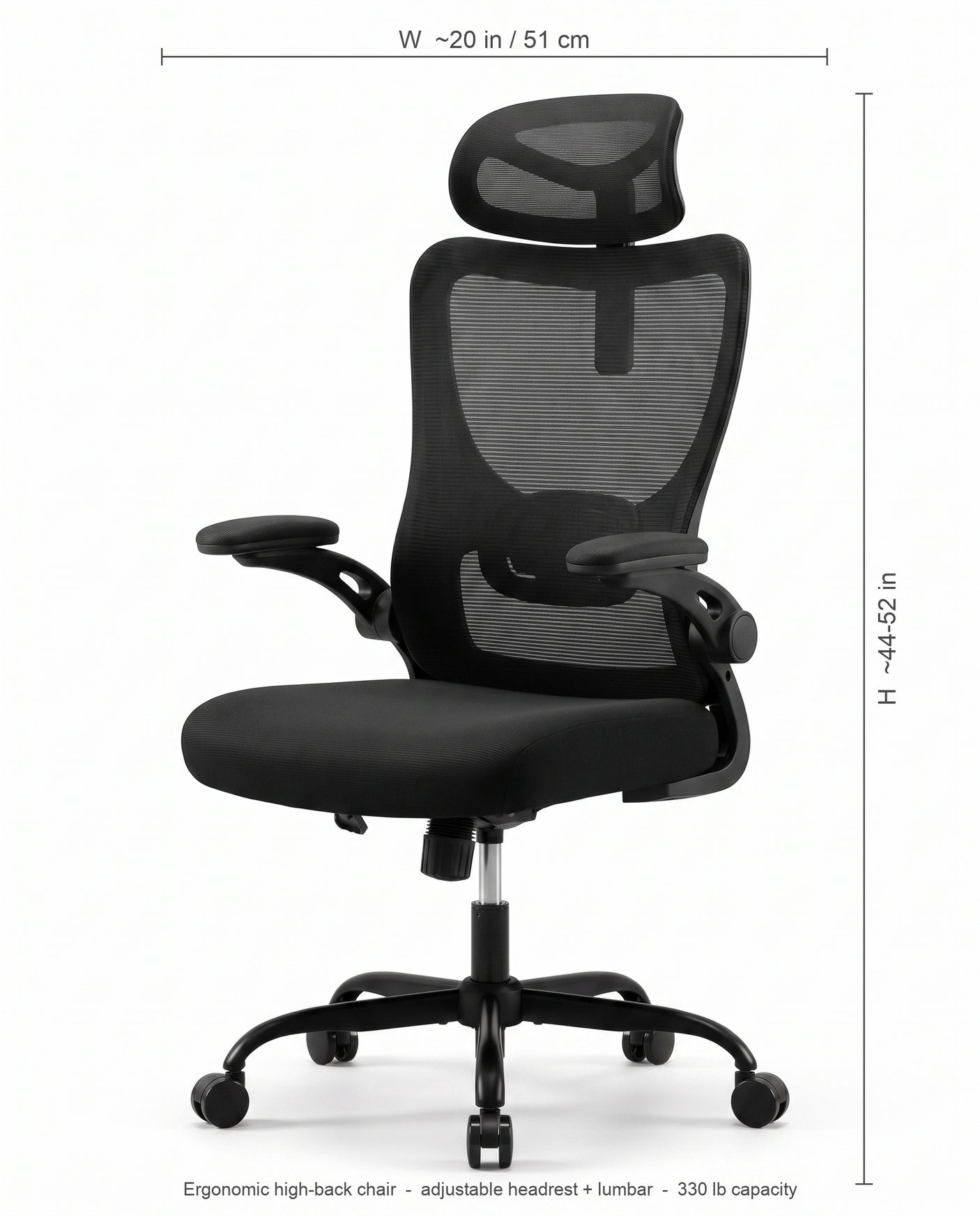 Aria ergonomic chair dimensions diagram