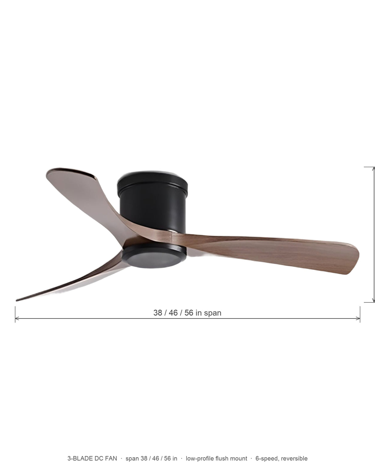 3-blade wood ceiling fan dimensions diagram