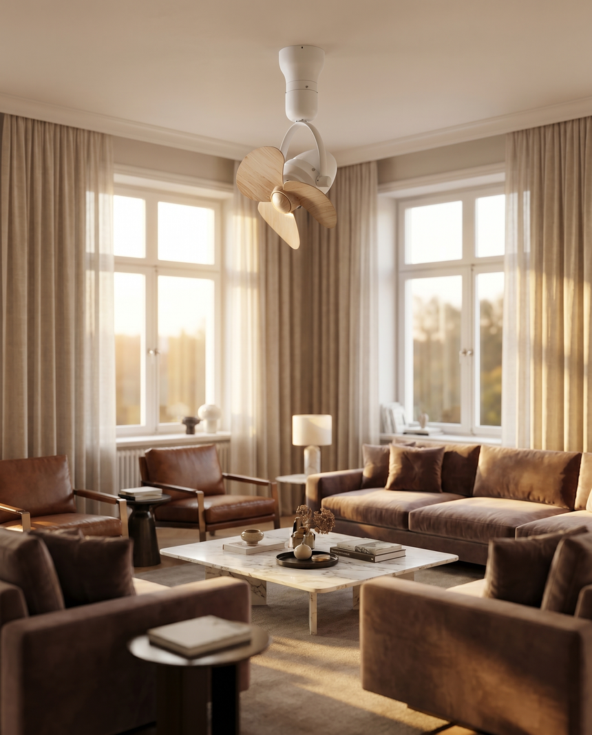 Vintage ceiling fan in living room, lifestyle