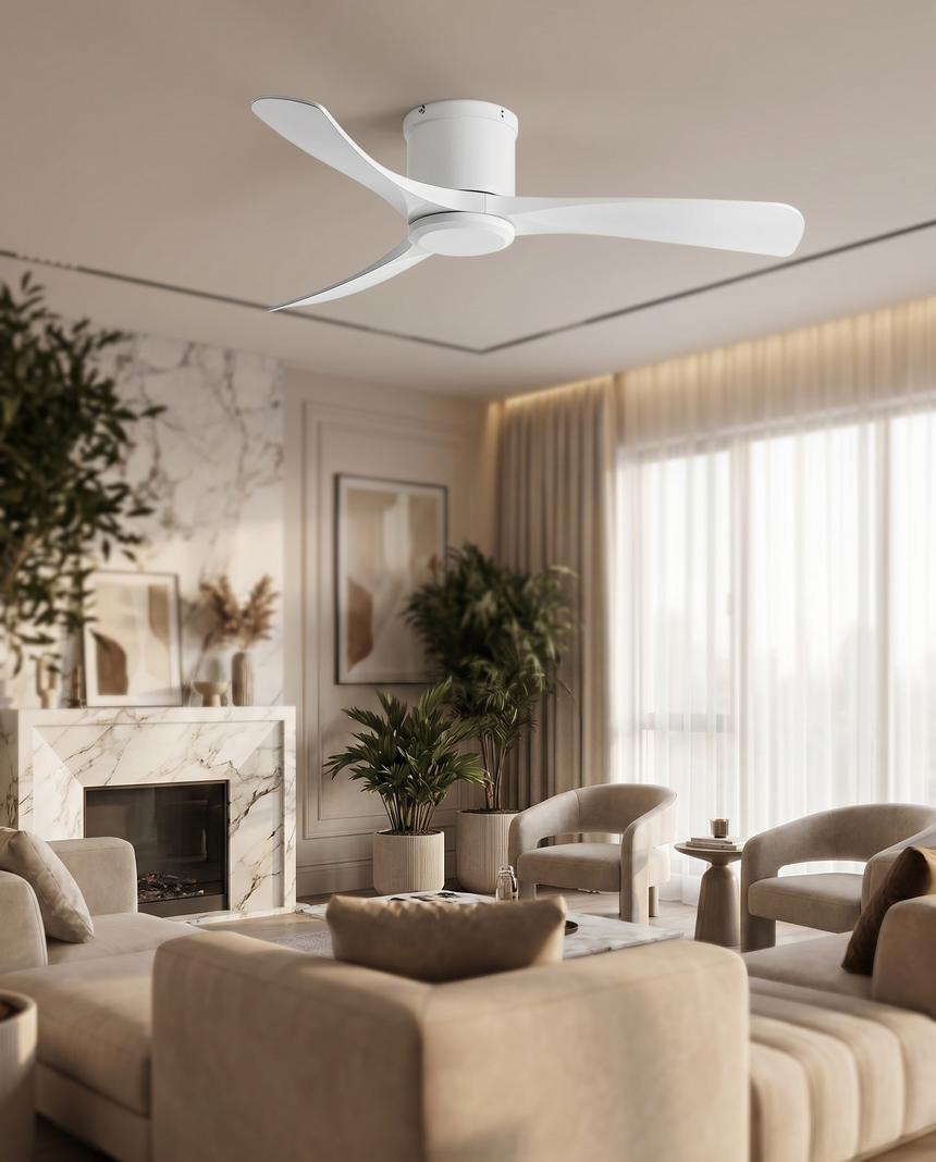 Modern 3-Blade Wood Ceiling Fan with 6-Speed DC Motor