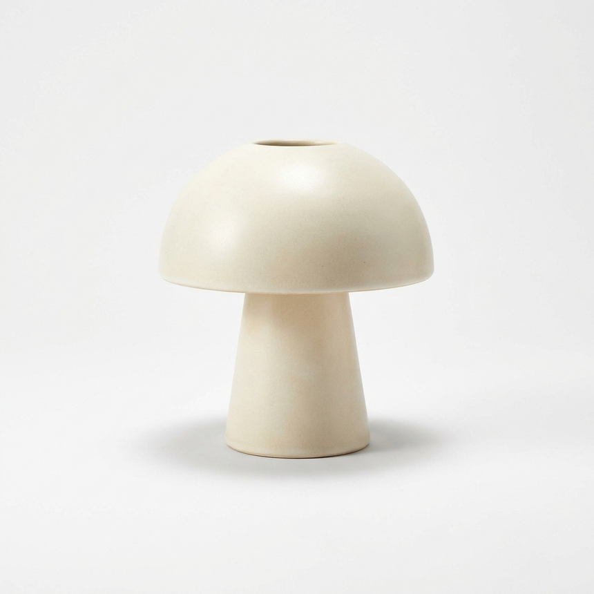 Mushroom lamp glaze detail, studio shot