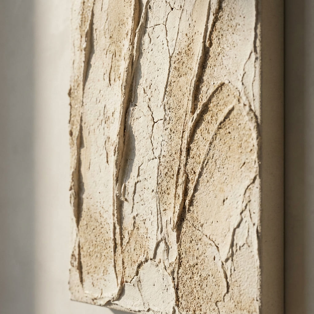 Extreme macro of thick plaster strokes with raking light