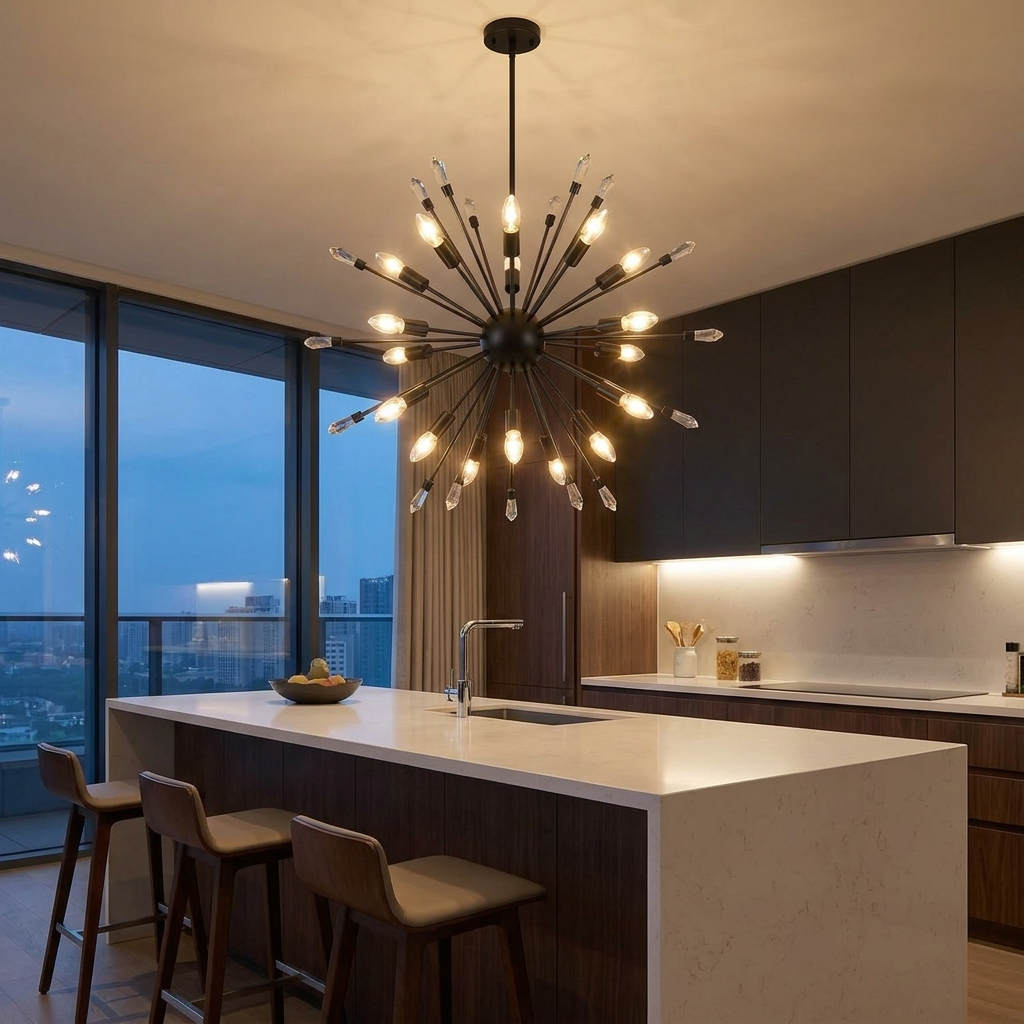 Matte black finish variant over a modern kitchen island