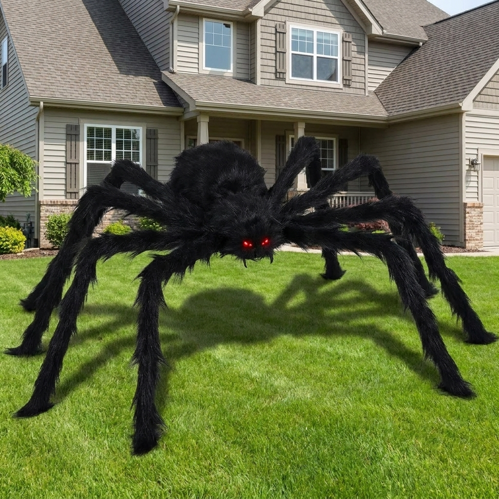 5ft spider on a lawn with a house for scale