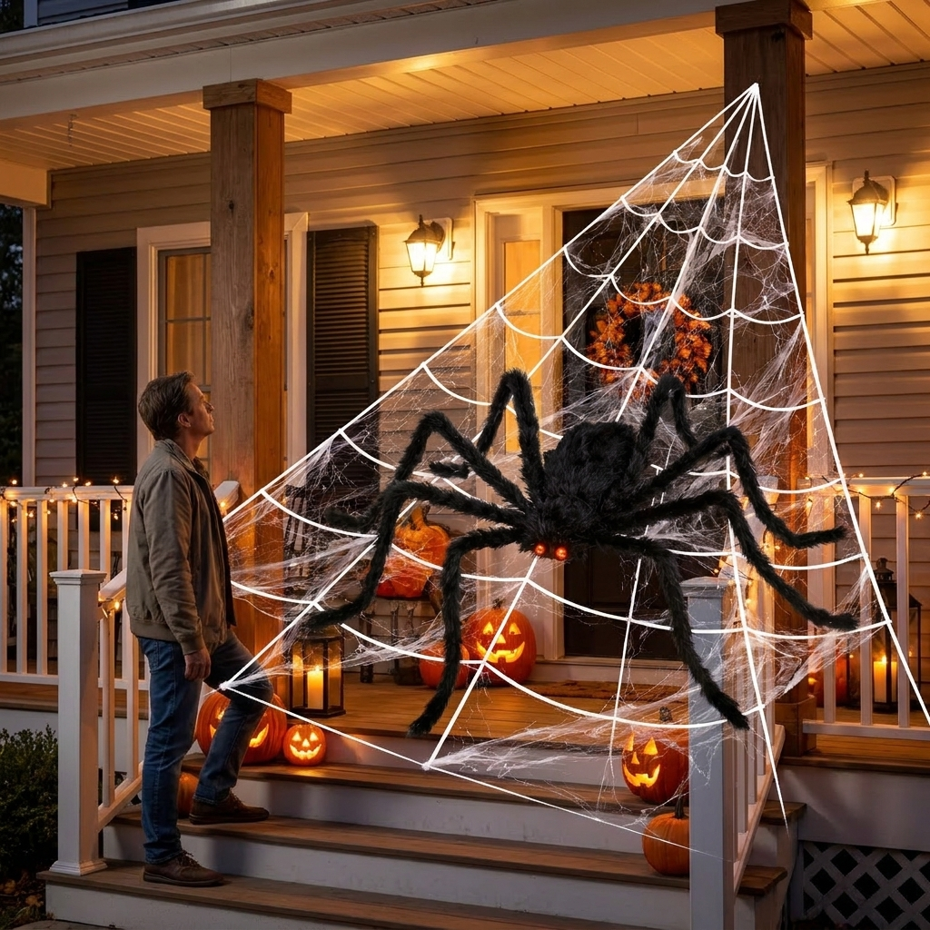 Triangular corner web with a person for scale