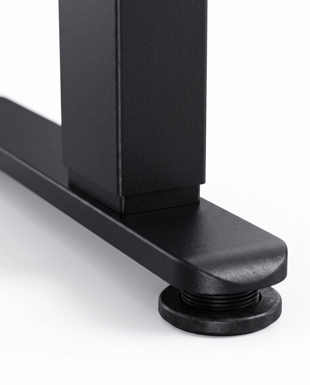 Altura steel T-foot and leveling glide, close-up