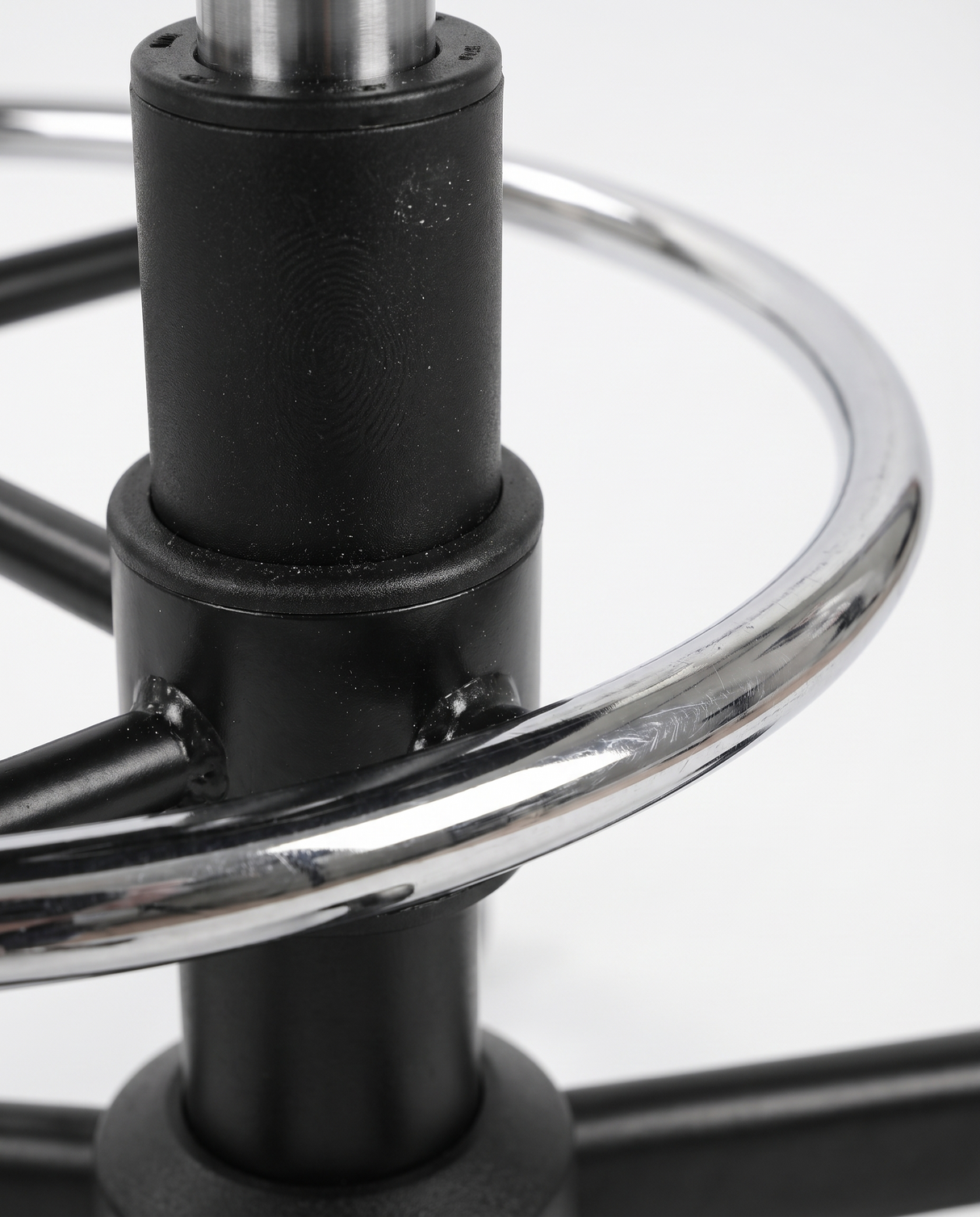 Perch chrome foot ring and column, close-up
