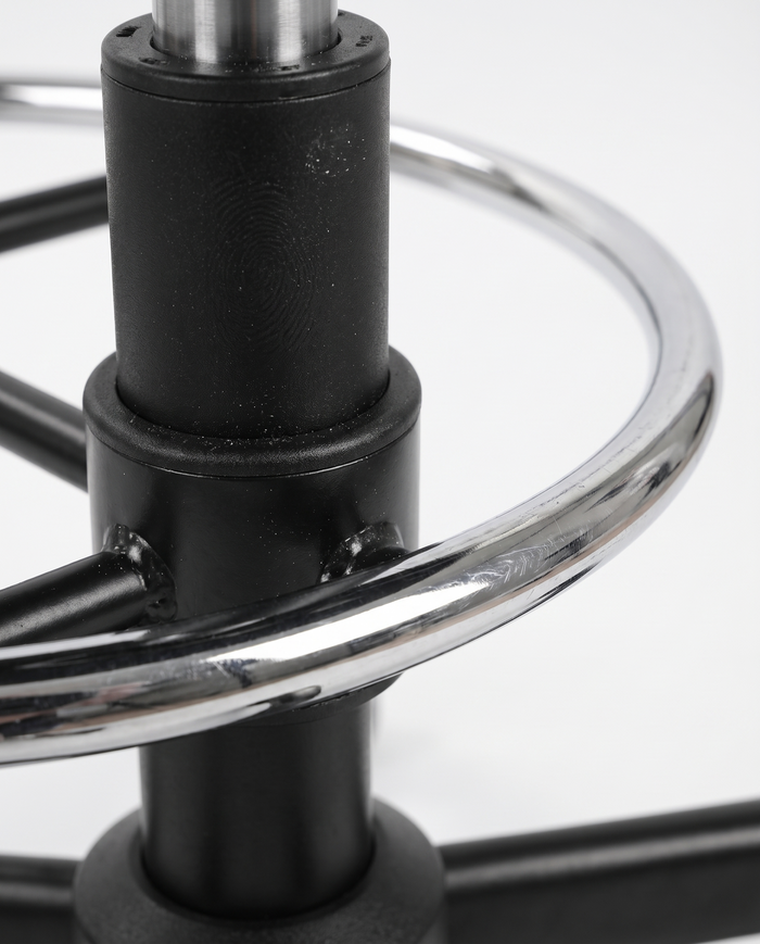Perch chrome foot ring and column, close-up