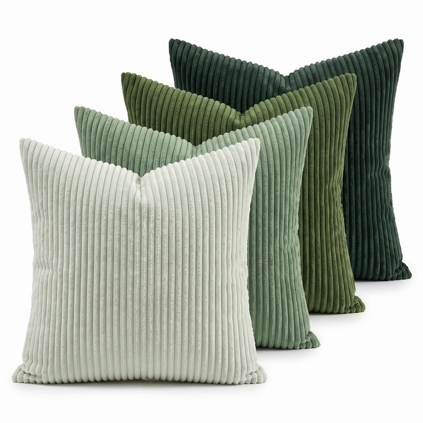 Sorrel sage corduroy pillow covers set of 4, studio on white