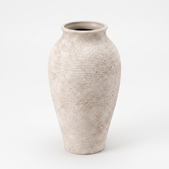 Willa ribbed ceramic vase, studio on white