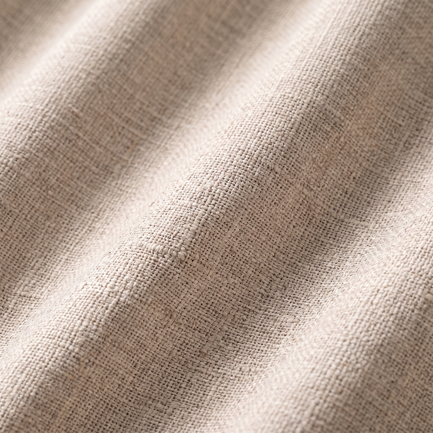 Linden curtain faux-linen weave, close-up on white