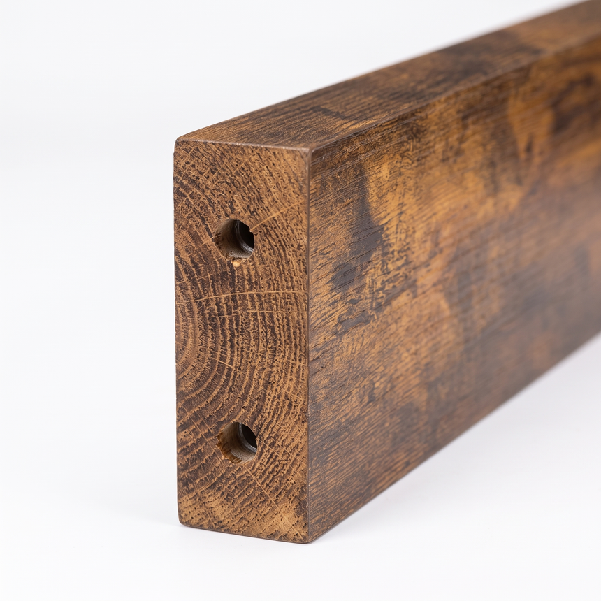 Ridge shelf thick end profile, close-up on white