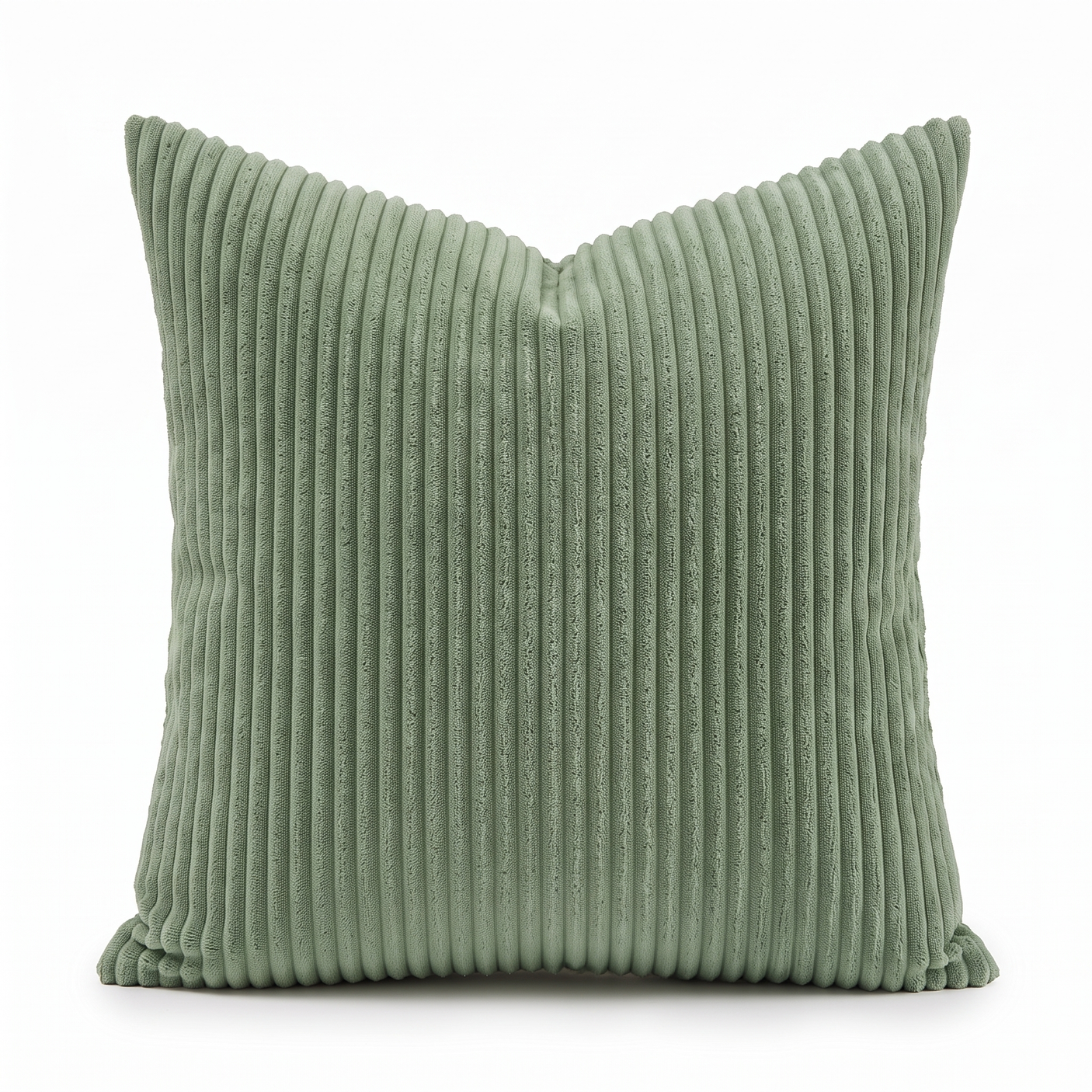 Sorrel single sage corduroy pillow, studio on white