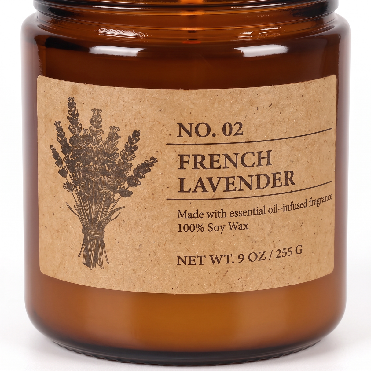 Hearth candle kraft apothecary label, close-up on white