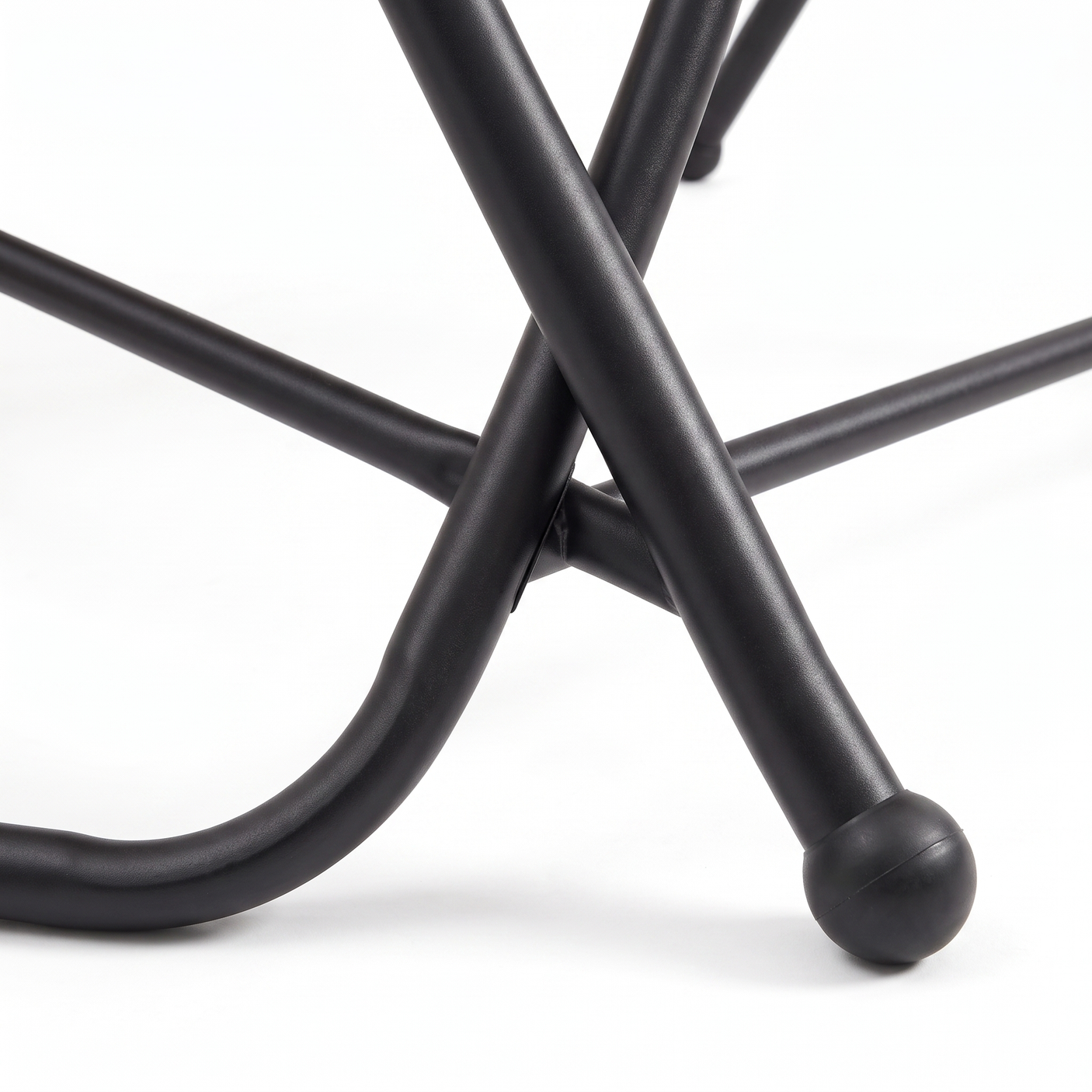 Barcelona swing steel A-frame base, close-up on white