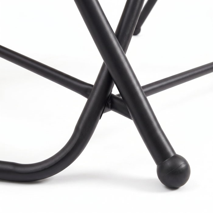 Barcelona swing steel A-frame base, close-up on white