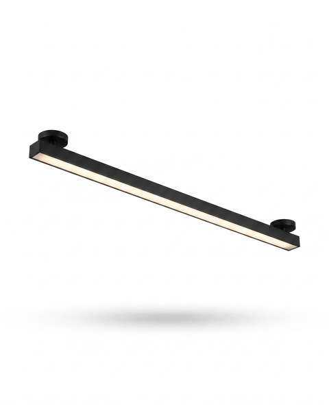 Skyline linear LED ceiling light, black, studio on white