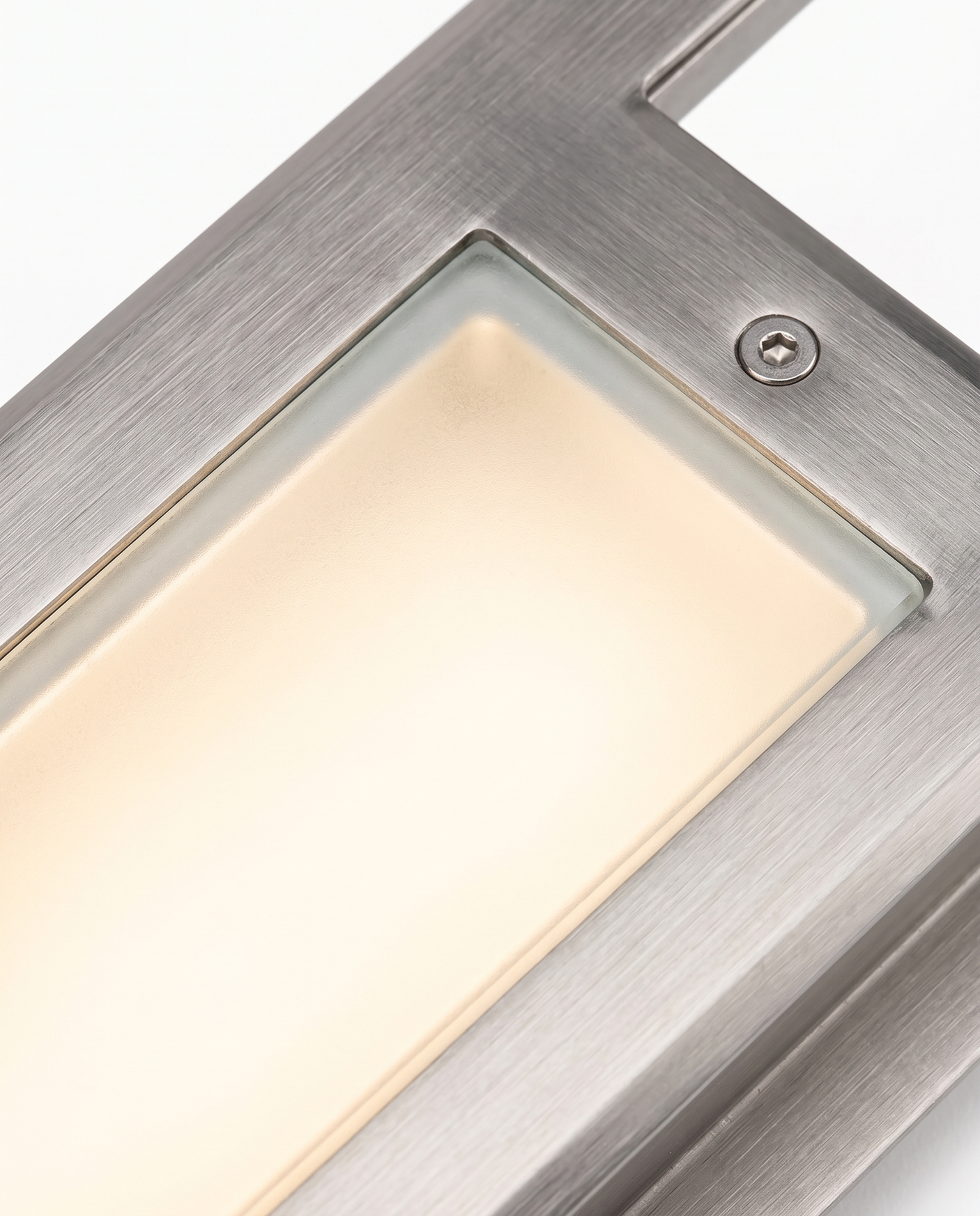 Rill frosted glass face glow, close-up on white