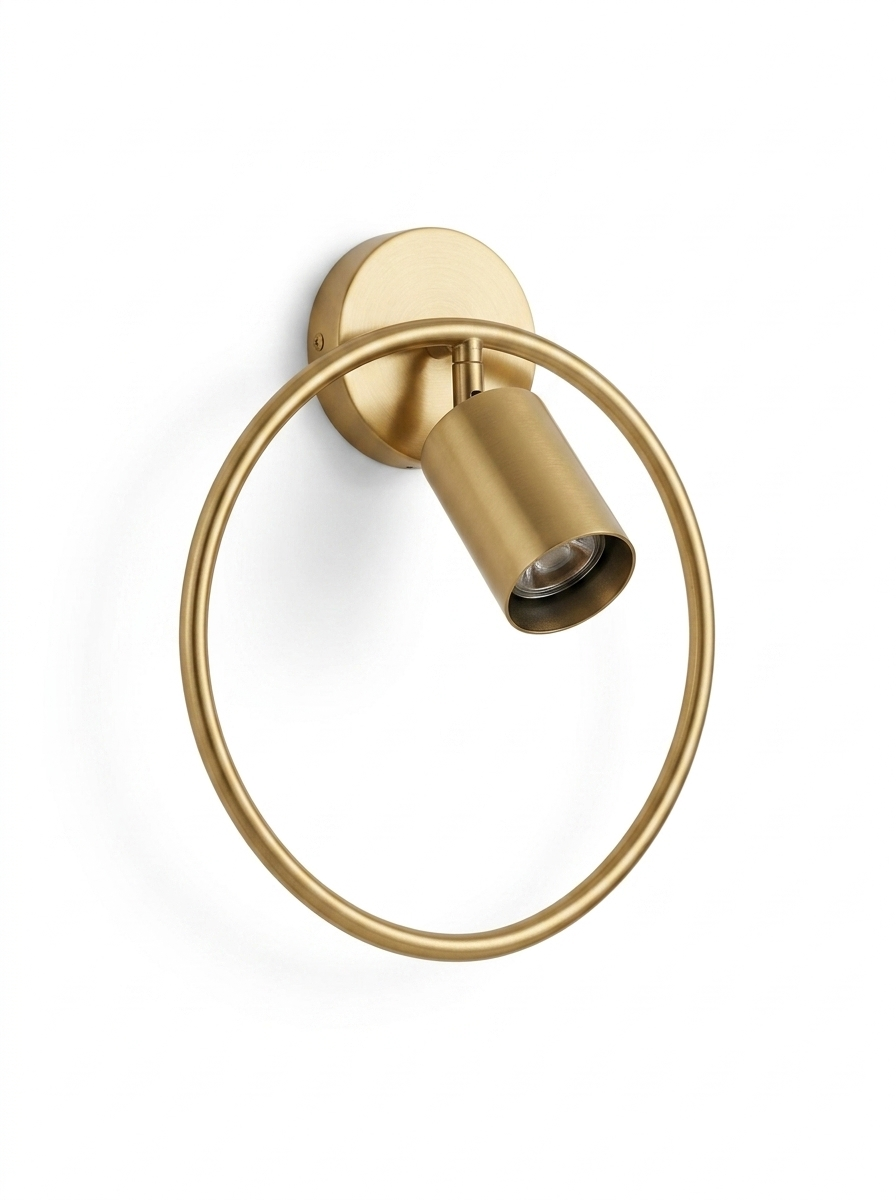Luminara sculptural brushed gold wall sconce — studio white