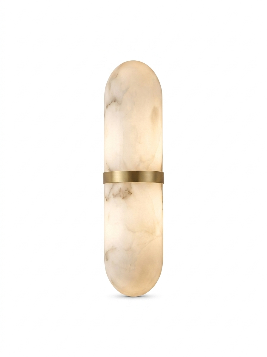 AlabasterGlow translucent capsule pendant — studio white