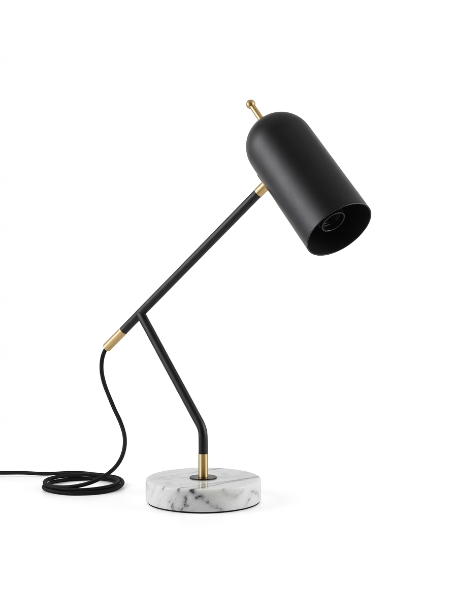 Elegant black minimalist desk lamp — studio white