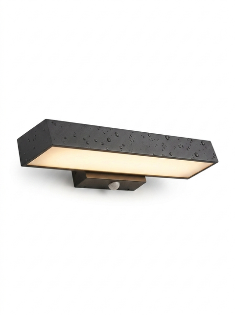 Waterproof outdoor motion sensor LED wall sconce — studio white
