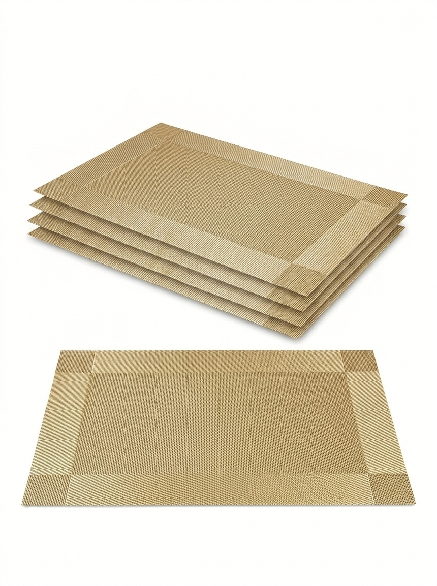 Woven placemats heat-resistant PVC table mats — studio white