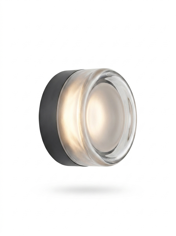 Auralux LED Flush Mount Wall Sconce Dimple Glass — studio white
